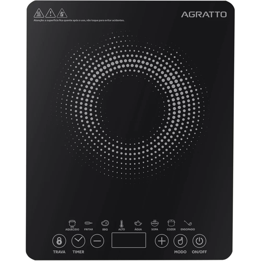 Agratto Cooktop Indução ACKI01I-02 Preto 1 Boca 2000W 220V