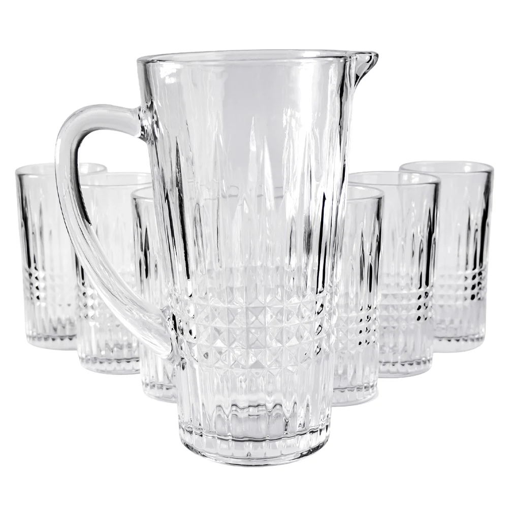 Conjunto Jarra 1L e 6 Copos 320ml Xadrez Essencial Mark Blank