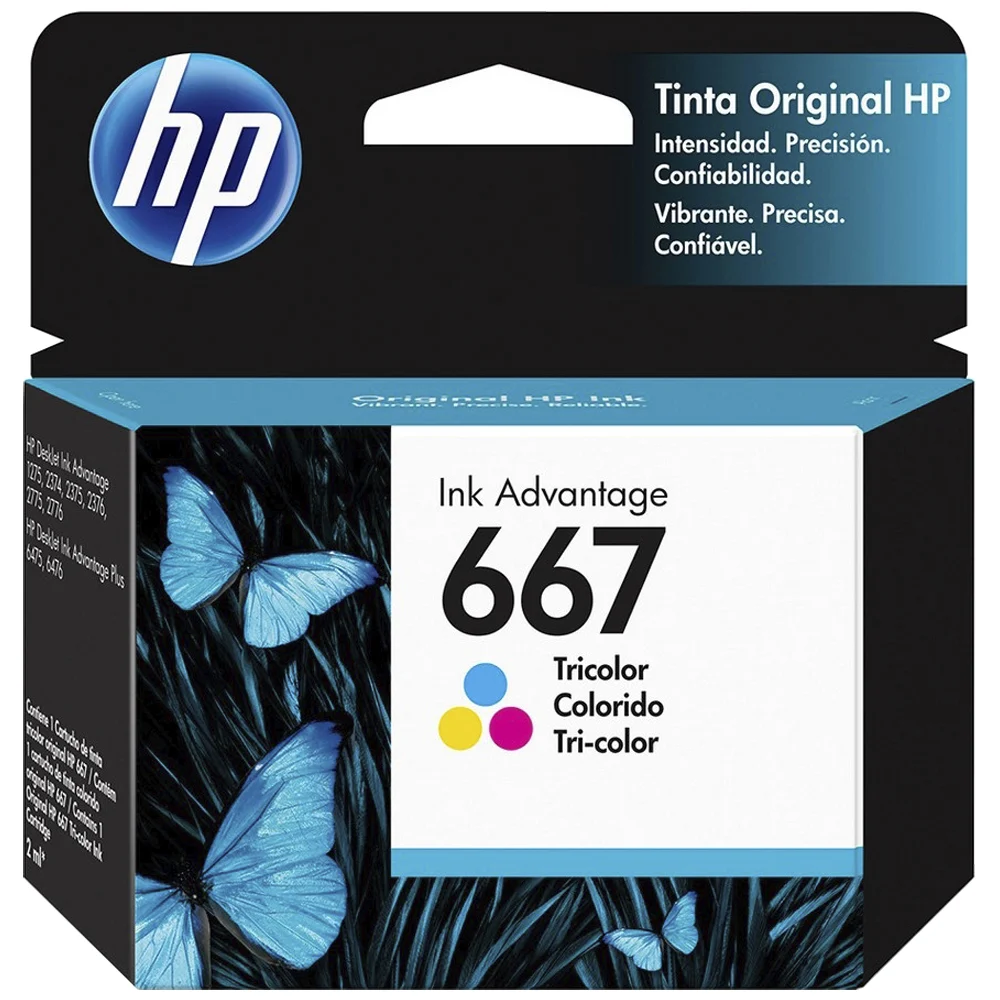 Cartucho de Tinta HP Colorido Nº667 Original até 100 Páginas 3YM78AB