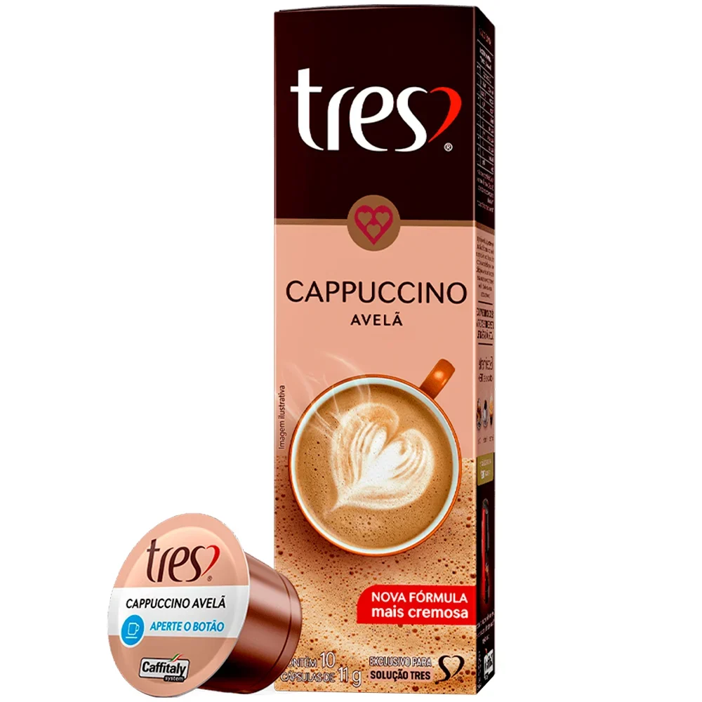 Cápsula de Café Três Corações Capuccino Avelã 10 Unidades