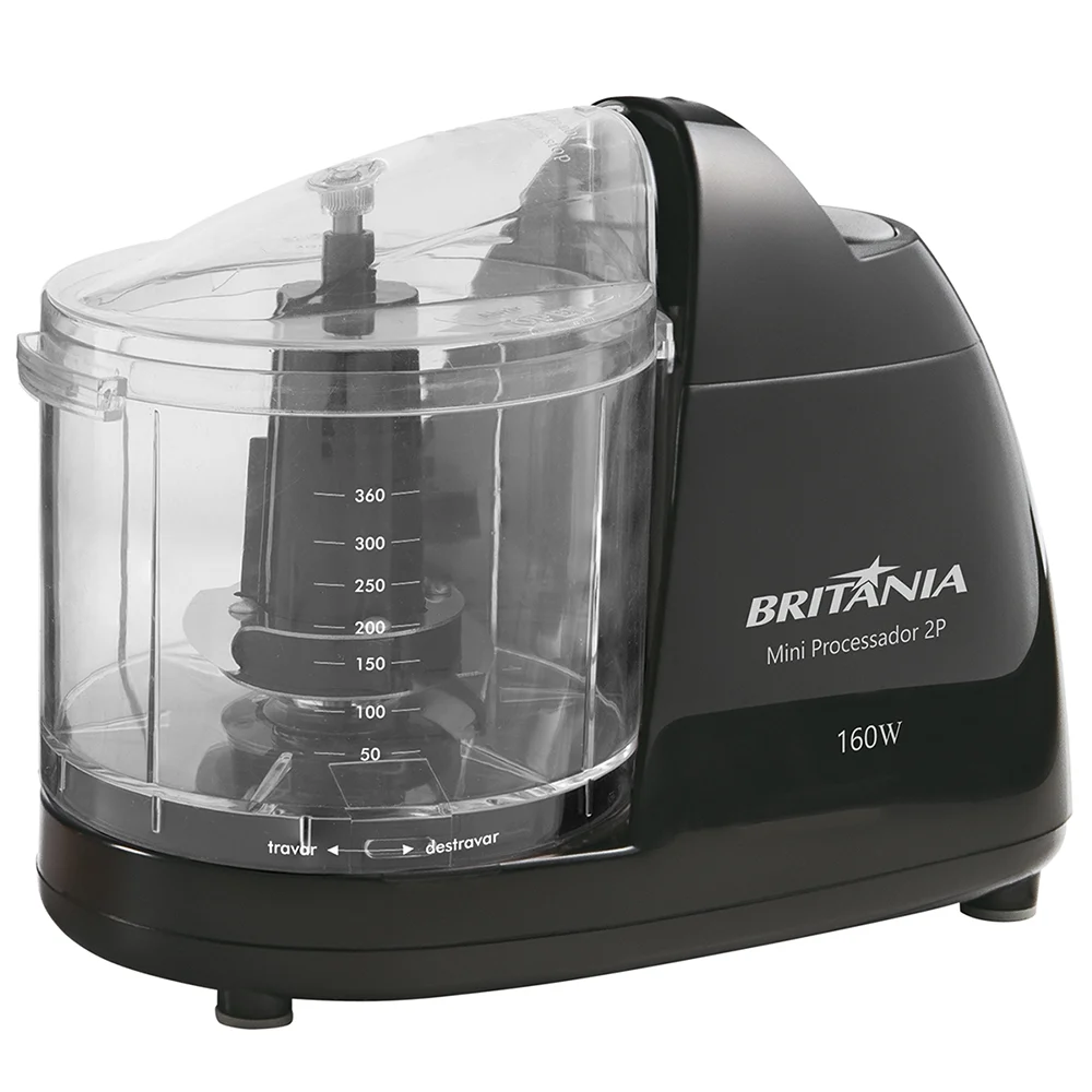 Mini Processador de Alimentos Britânia 160W 2P 360ml Função Pulsar