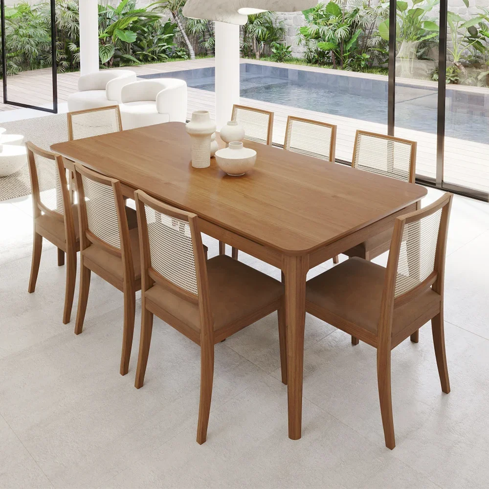 Conjunto de Mesa Baobá 8 Cadeiras Estofadas MDF Cimol