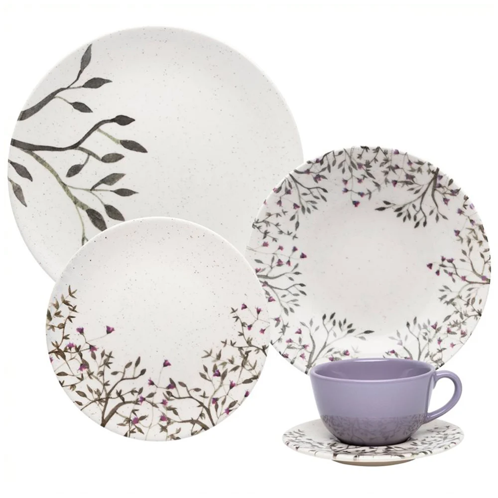 Aparelho de Jantar 20 Peças Cerâmica Unni Lilac Oxford