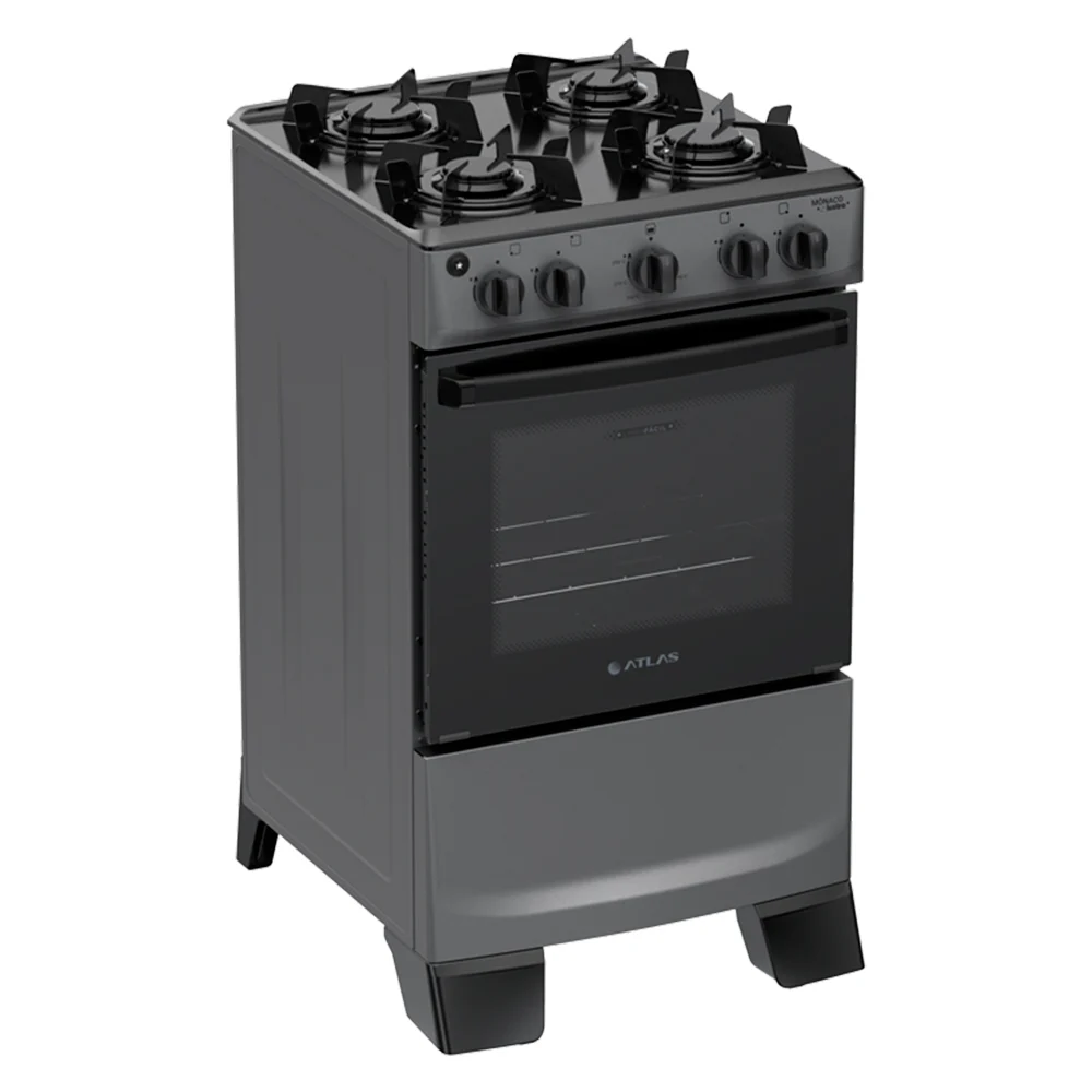 Fogão Atlas 4 Bocas Mônaco Lustro Automático Mesa de Vidro