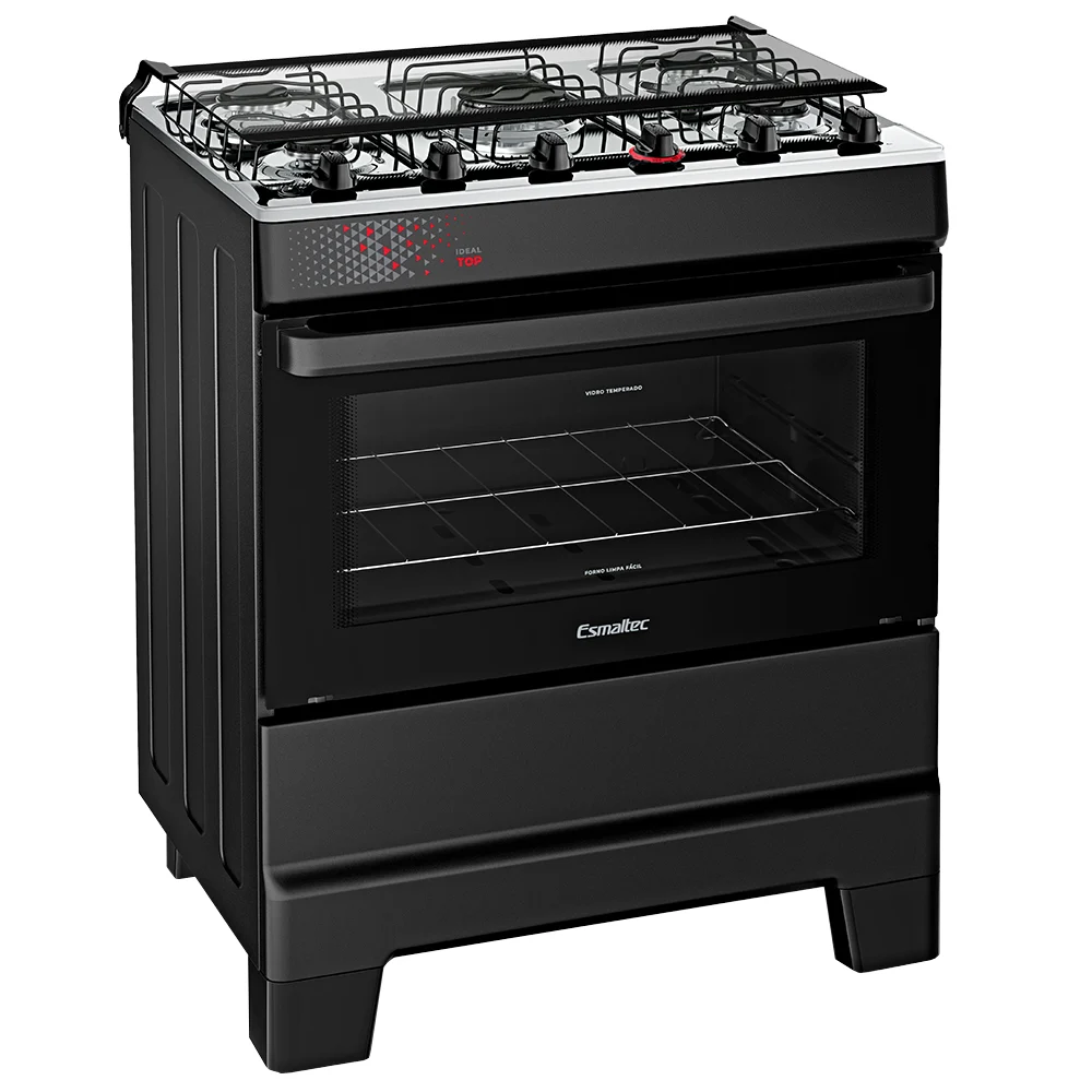 Fogão Esmaltec Ideal Top 5 Bocas Automático Mesa de Inox