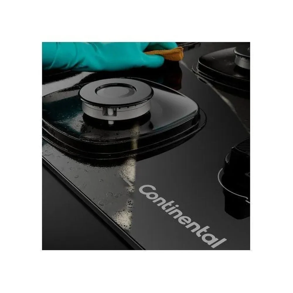 Cooktop 5 Bocas a Gás GLP Continental Mesa de Vidro Preto Acendimento Automático KC5GR