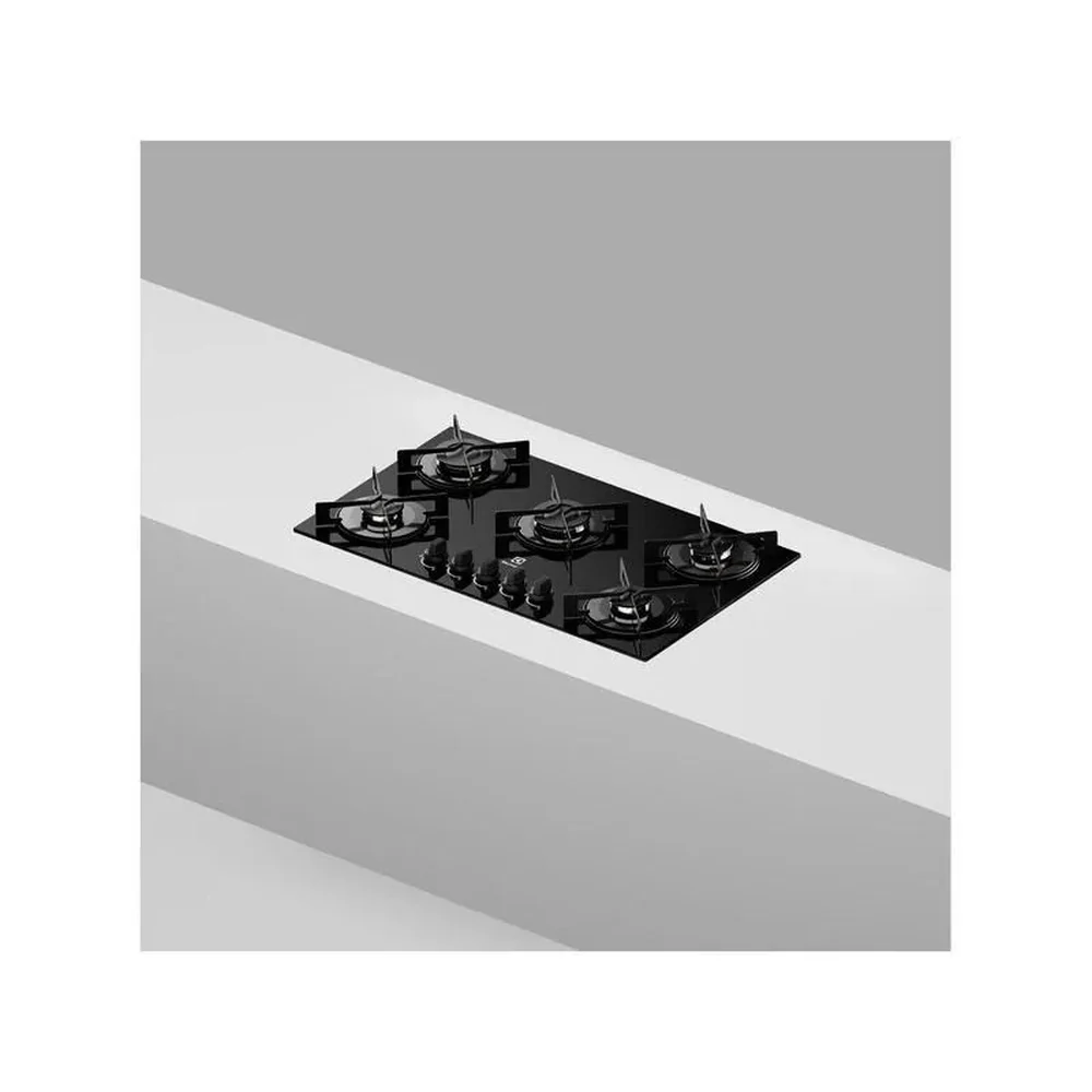 Cooktop 5 Bocas a Gás GLP Electrolux Mesa de Vidro Preto Acendimento Automático Efficient KE5GR