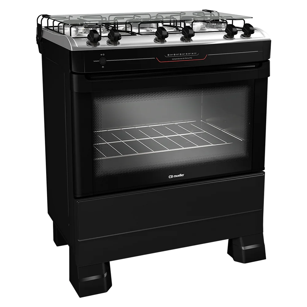 Fogão Mueller MFI5BF 5 Bocas Automático Mesa Inox Forno Total Clean