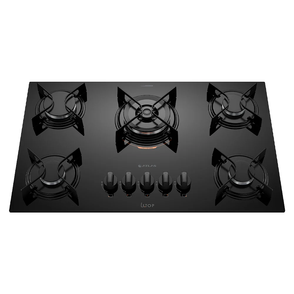 Cooktop a Gás Atlas Utop 5 Bocas Superautomático Mesa em Vidro Temperado