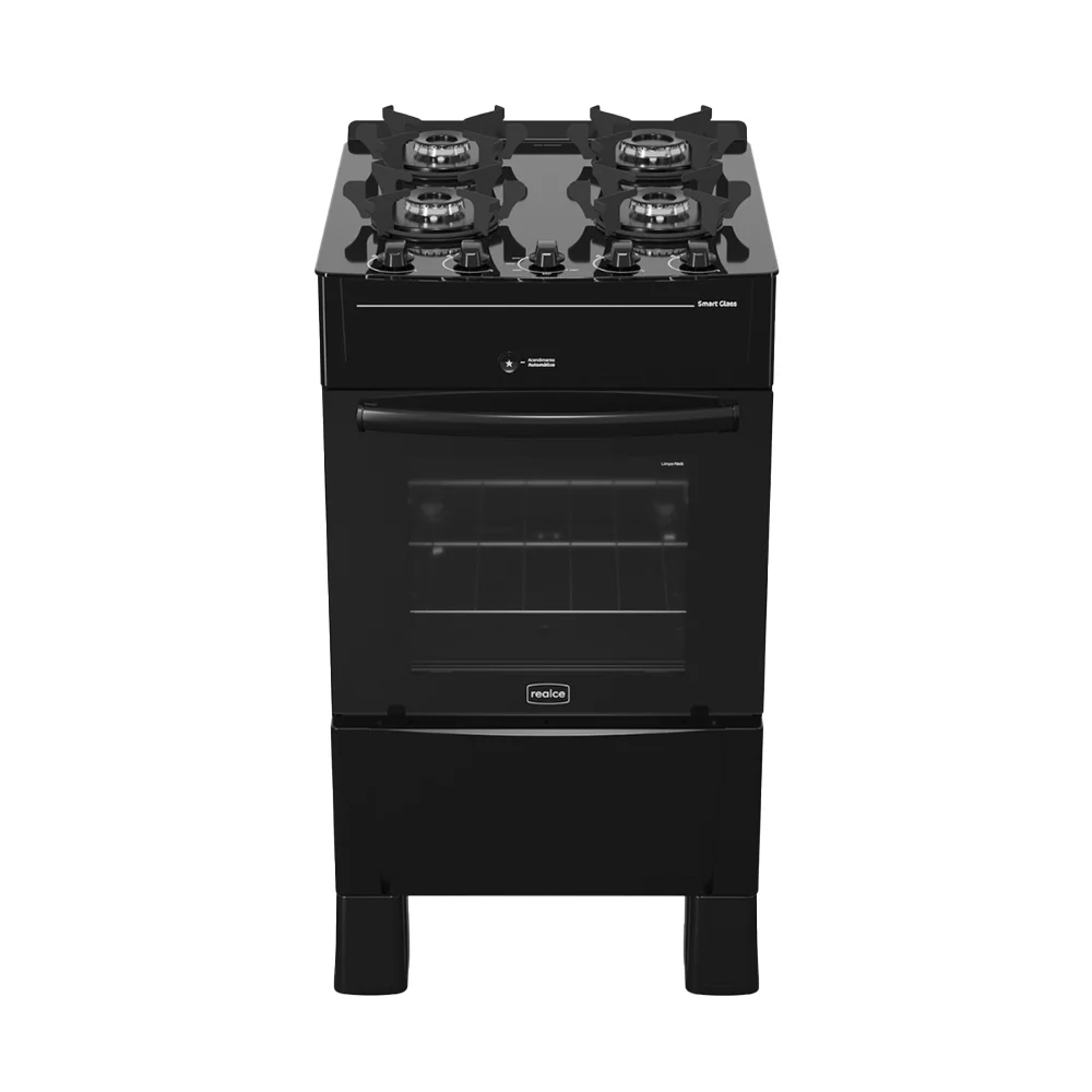 Fogão Realce Smart Glass 4 Bocas Automático Mesa de Vidro 50L