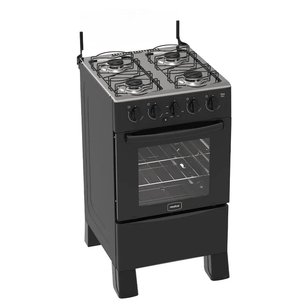 Fogão Realce 4 Bocas Ares Plus Automático Mesa de Inox Forno 50L