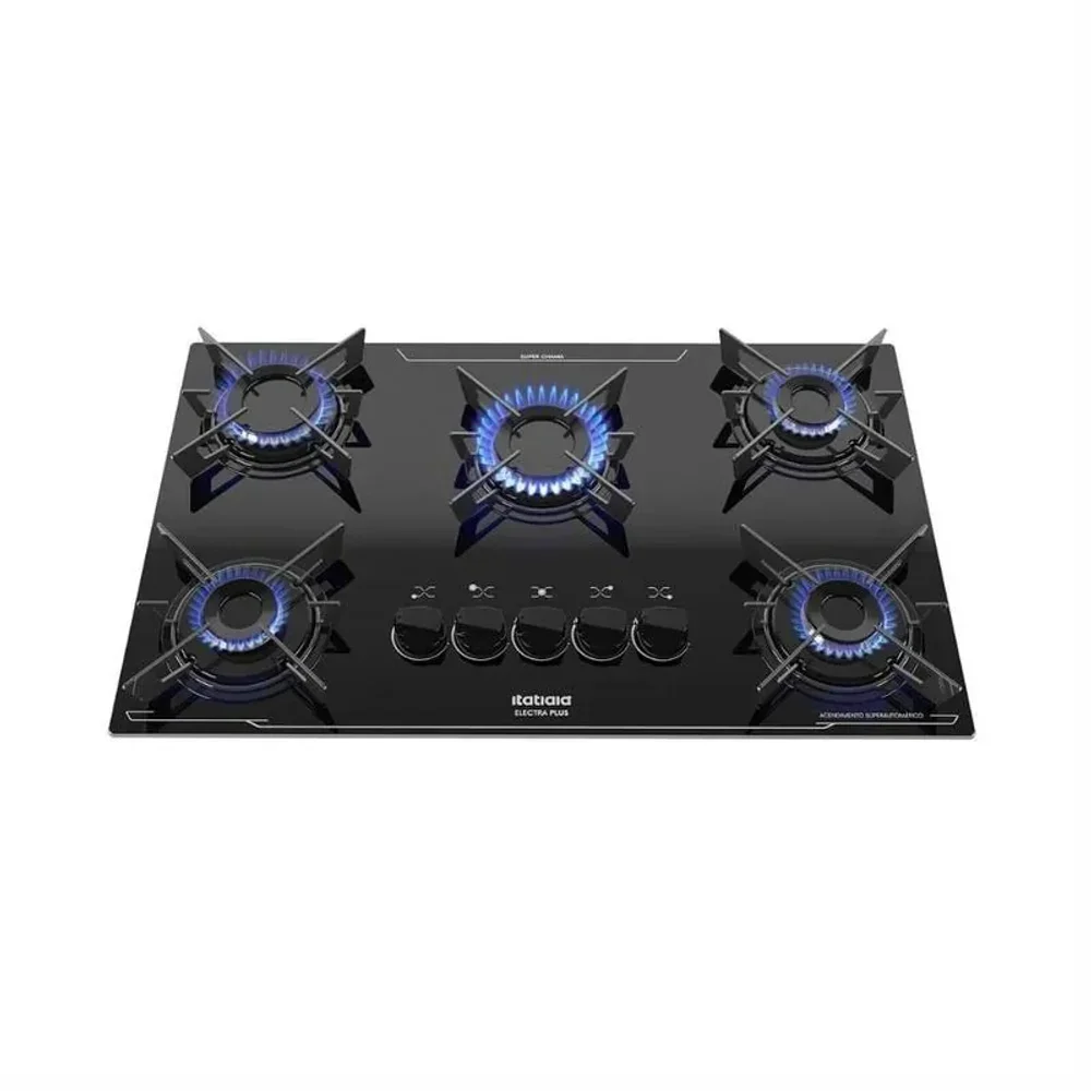 Cooktop Itatiaia Electra Plus 5 Bocas a Gas Vidro Temperado Preto Bivolt