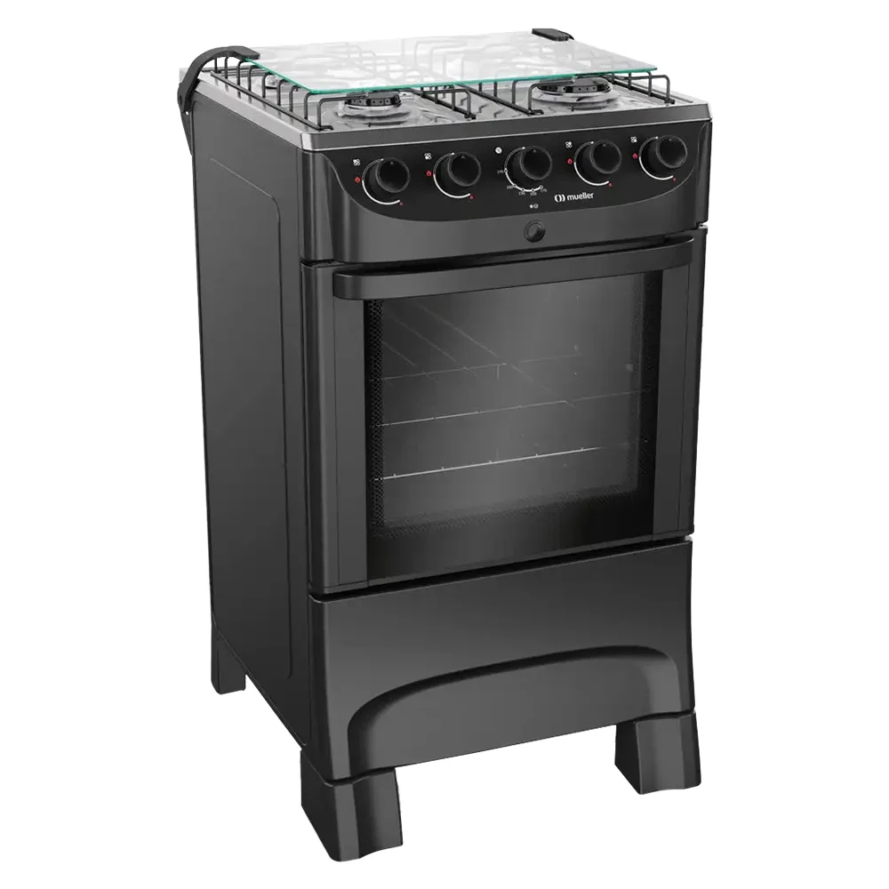 Fogão Mueller MFI4BB 4 Bocas Automático Mesa de Inox Forno 48,1L