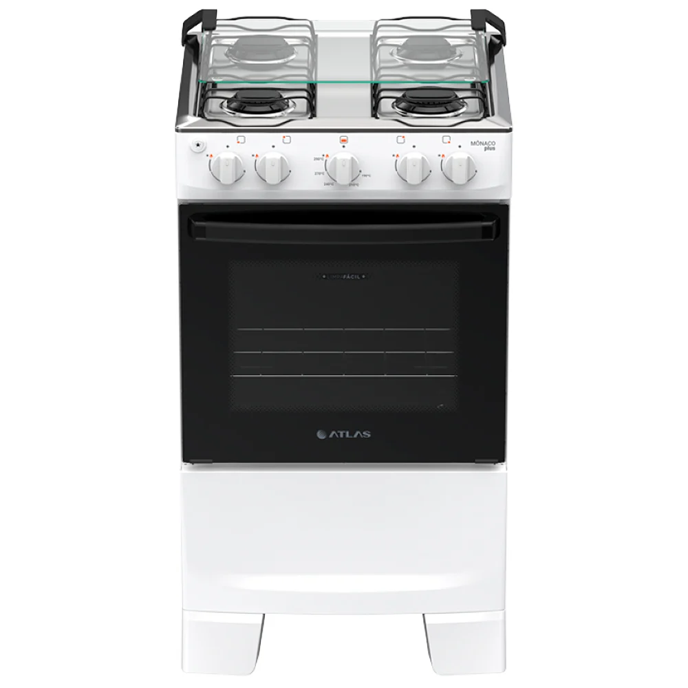 Fogão Atlas Mônaco Plus 4 Bocas Automático Mesa de Inox Forno