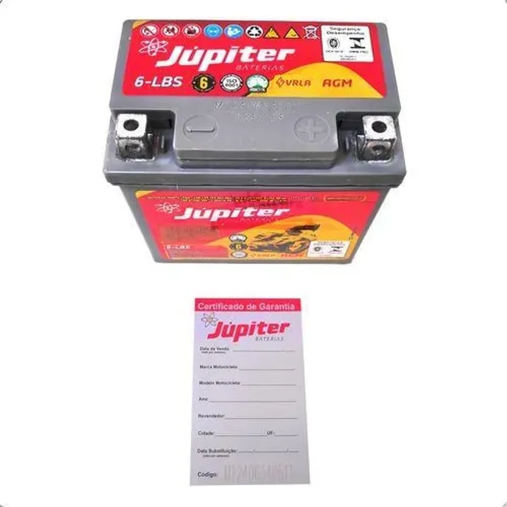 Bat. Júpiter Moto 6lbs Gel Amg Titan Fan Biz Bros Nxr 6ah