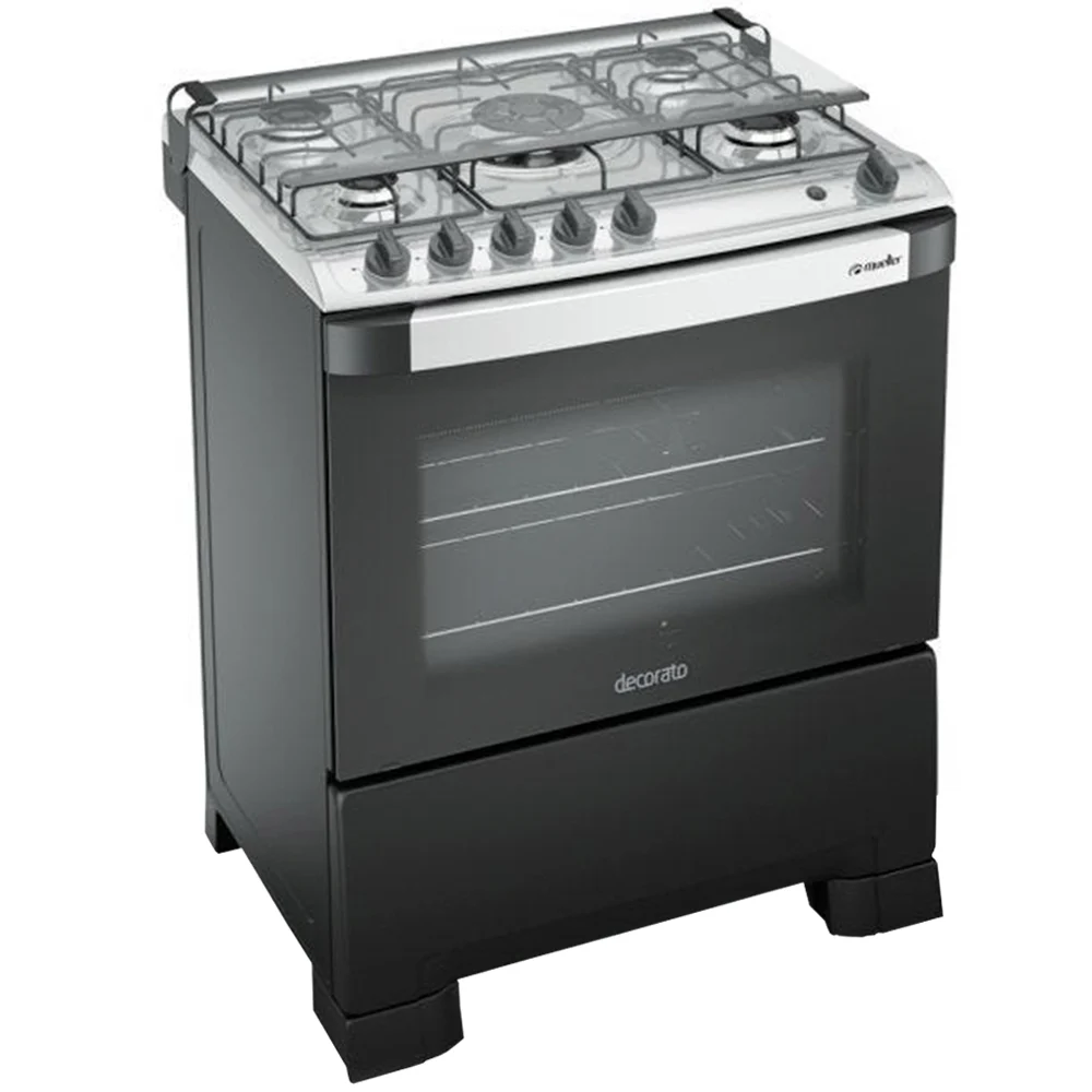 Fogão Mueller 5 Bocas Decorato G3 Automático Mesa de Inox Tripla Chama