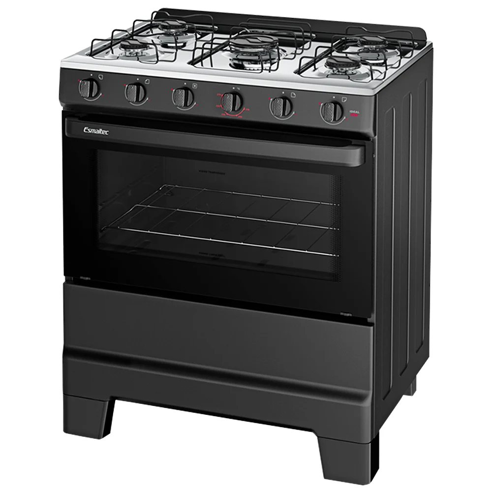 Fogão Esmaltec Ideal Pop 5 Bocas Manual Mesa Aço Inox