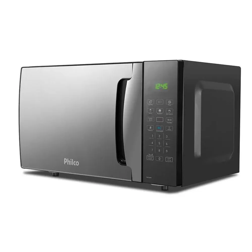 Microondas 28 Litros Philco PMO30EP Preto Com Porta Espelhada 1400w Menu Fit